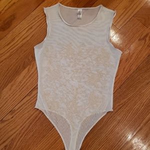 VINTAGE VS MESH BEADED THONG BODYSUIT